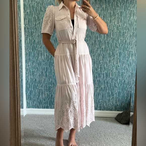 Elie Tahari High End Line Light Pink Eyelet Maxi Dress - Picture 10 of 10